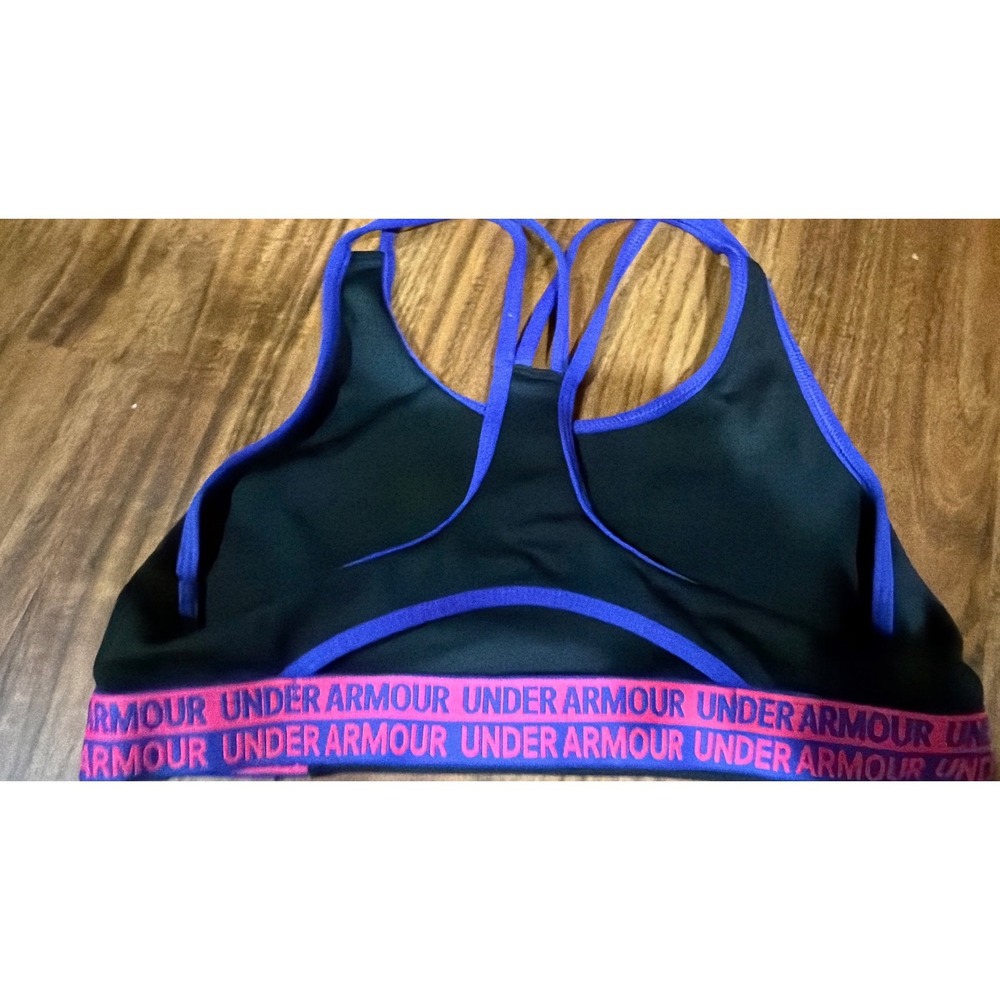 Athletic Women Under Armour Strappy Sports Bra Small Black Pink Purple